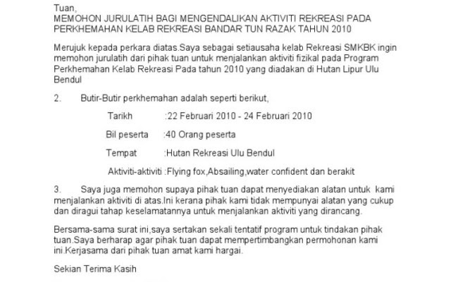 Contoh Surat Rasmi Otosection