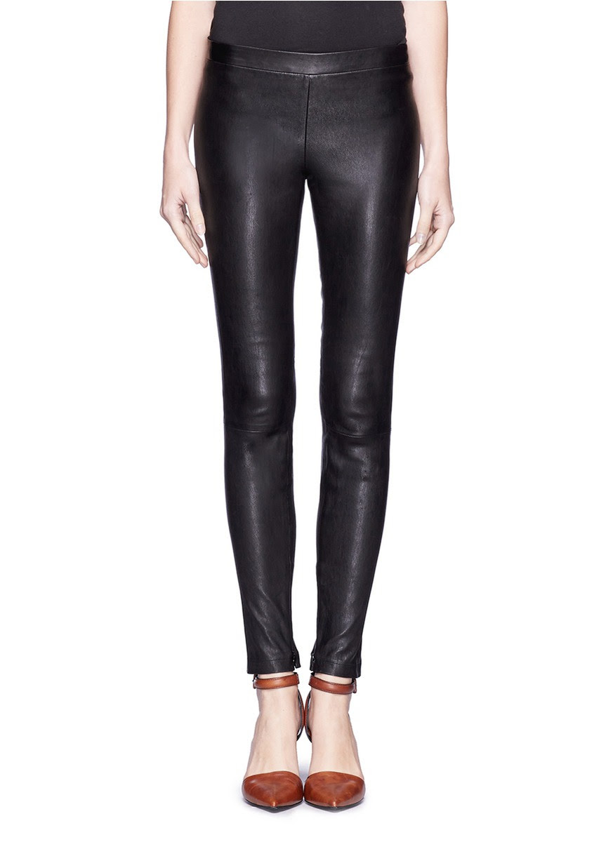 Leather side zip leggings