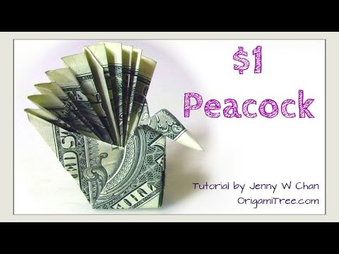 flower dollar fold Fold  Origami PEACOCK (Easy)   How to  YouTube $1 DIY Money Dollar