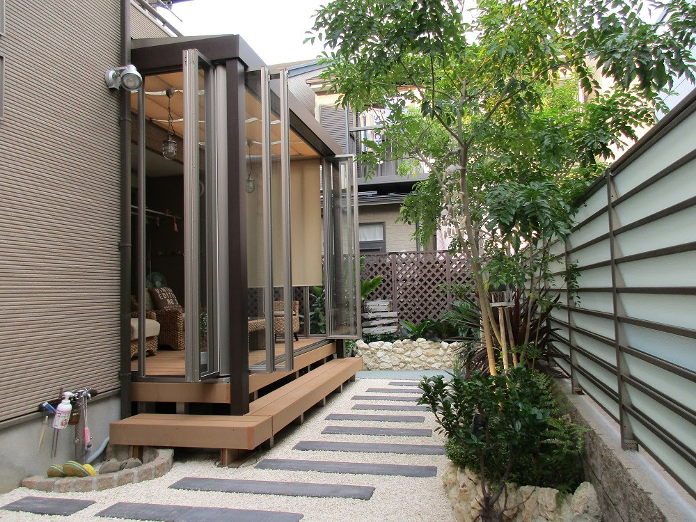 沖縄リゾート風の庭 エクシオール ジーマ 高槻市 大阪 神戸 外構 エクステリア エクセル