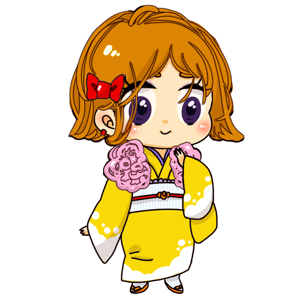 黄色の着物を着た女の子のイラスト かわいいフリー素材が無料のイラストレイン