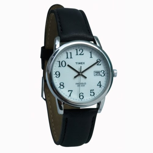Timex Indiglo Watch Mens Chrome with Leather Band