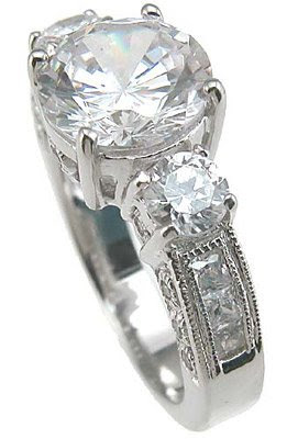 Vintage Style Cubic Zirconia CZ Three 3 Stone Anniversary Ring Size 5 ...