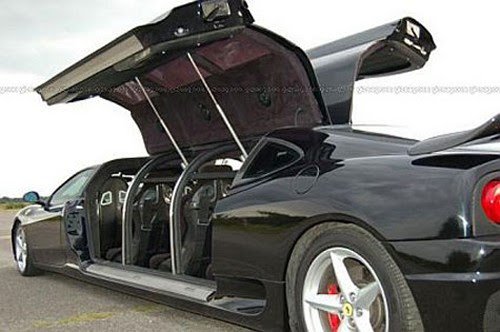 black Ferrari 360 Modena carbon fibre stretch limousine launched as the fastest limo in the world