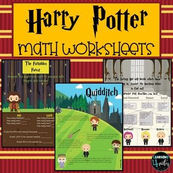 World of potter offers players a chance to live out their fantasies of going to s. harry potter themed math worksheets by learning4miles tpt