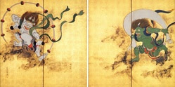 酒井抱一　『風神雷神図屏風』　　出光美術館蔵