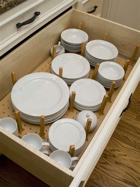 Without drawers or cabinets, achieving excellent bathroom storage may be a . Kitchen drawer plate organizer | Kitchen drawers, Kitchen