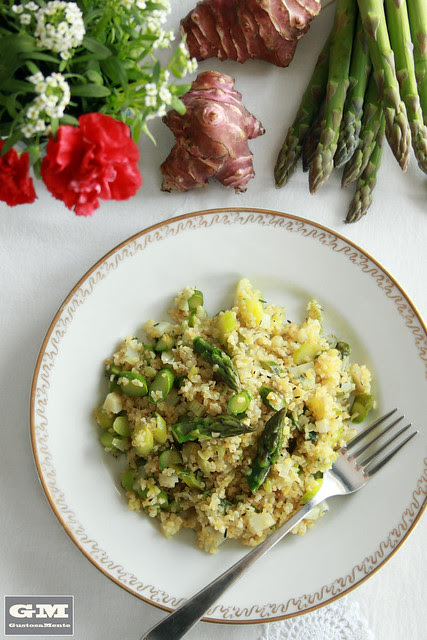 Bulgur agli asparagi e topinambur