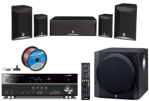Yamaha Advanced CINEMA DSP 3D Ready Home Theater System with 5.1-channel 525 Watt AV Receiver + 2 Front Shelf Speakers + 2 Surround Satellite Speakers + 1 Center Channel Speaker + 1 Advanced YST II Front Firing 100W Powered 10