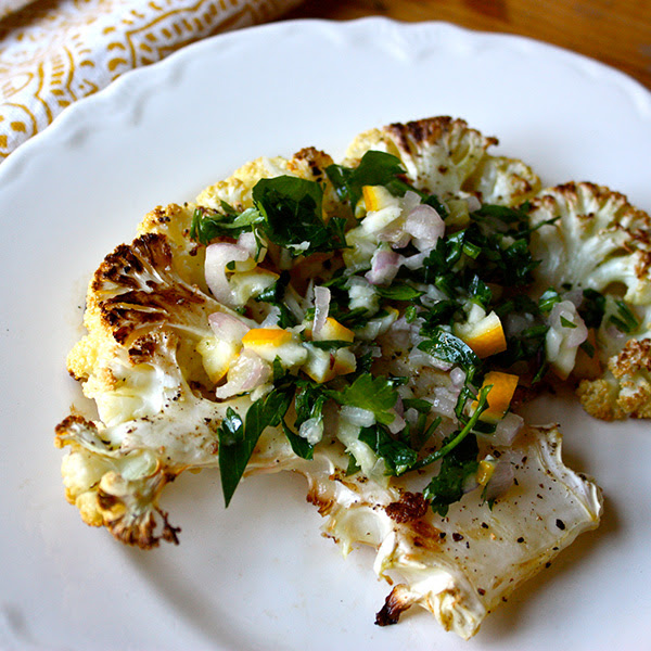 Roasted Cauliflower Steaks with Fresh Gremolata