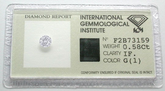Originalfoto IGI-DIAMANT 0,58ct LUPENREIN TOP-WESSELTON SG/SG 5.500€