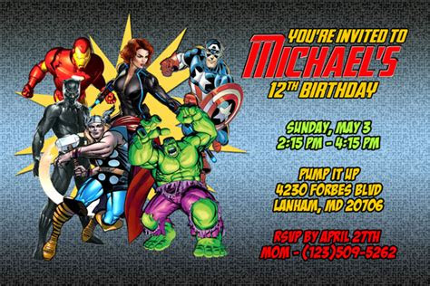 avengers invitations superhero printable birthday