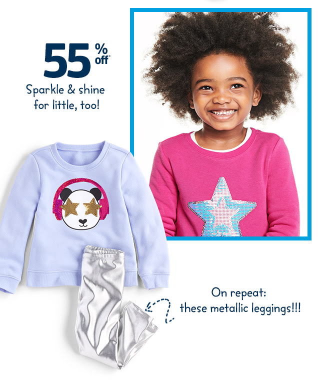 55% off* | Sparkle & shine for little, too! | On repeat: these metallic leggings!!!