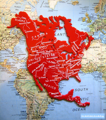 Map stencil of North America