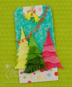 Inked tissue paper trees tutorial for gift-card-holder tag