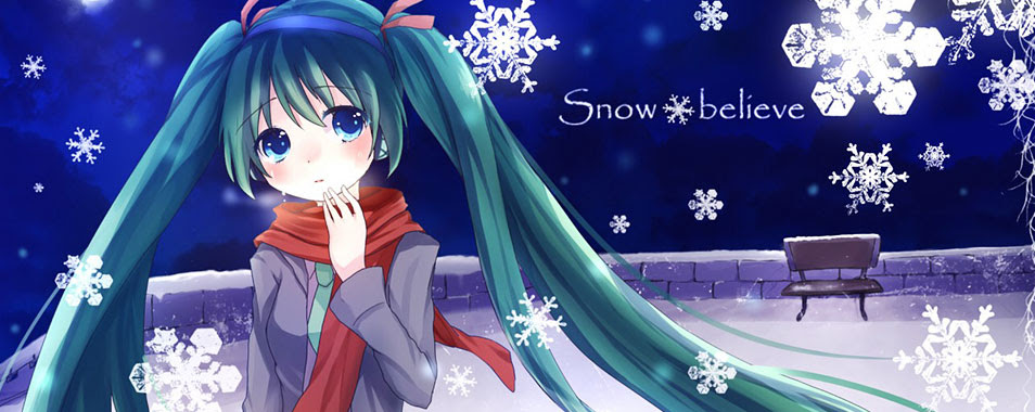 初音ミク ミクと雪の結晶の綺麗なイラスト画像 ボカロ壁紙