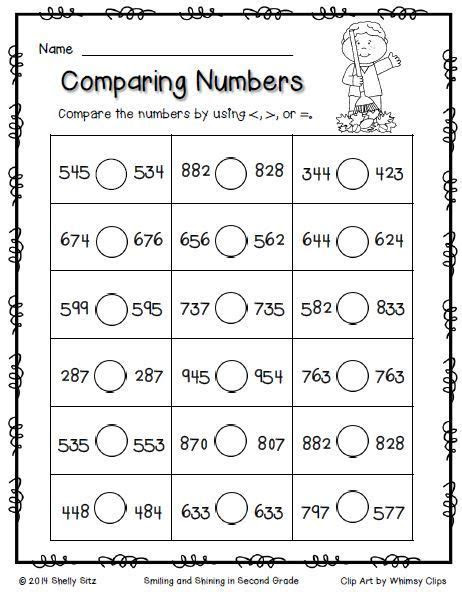  2nd grade math worksheet comparing numbers c78