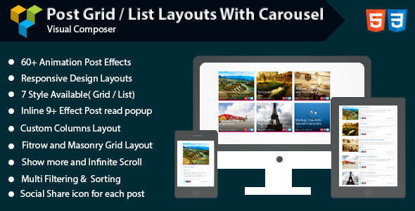 Visual Composer - Post Grid/List Layout With Carousel v1.4