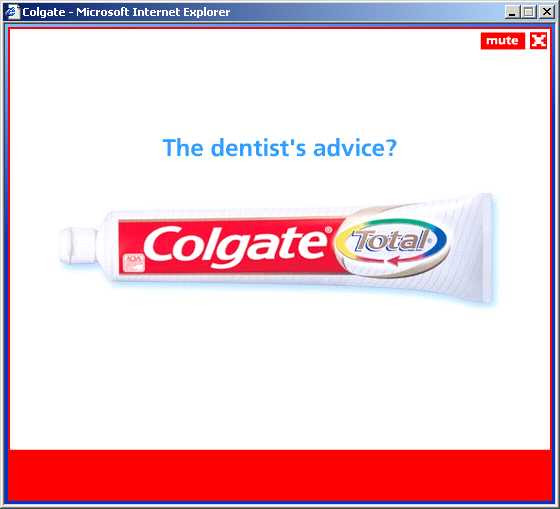 Freeze frame from Colgate ad