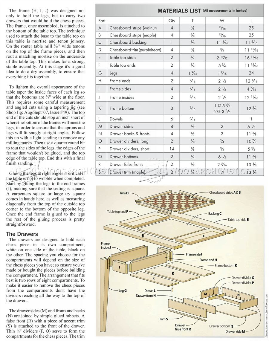 Chess Table Plans Woodarchivist