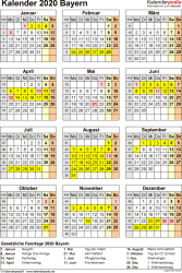 Kalender 2020 Bayern Ferien Feiertage Excel Vorlagen