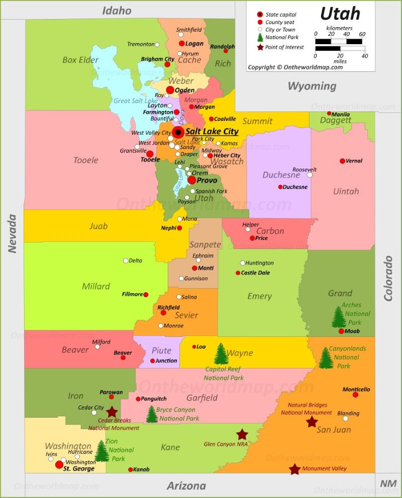 Map Of Cities In Utah Utah State Maps | USA | Maps of Utah (UT)