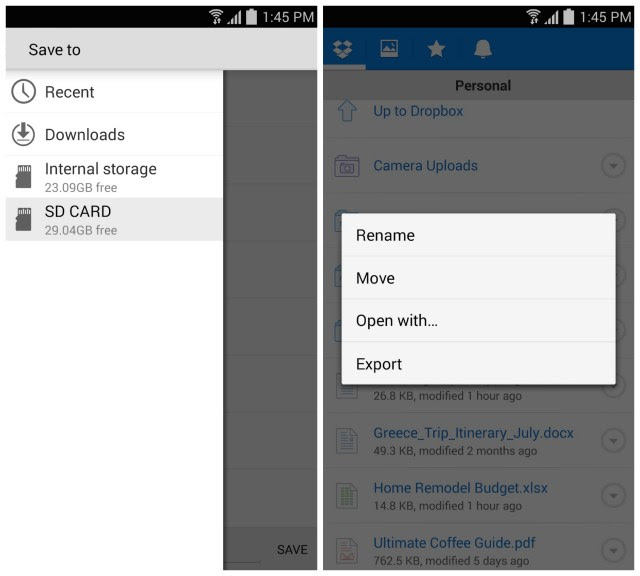 Dropbox update screenshot