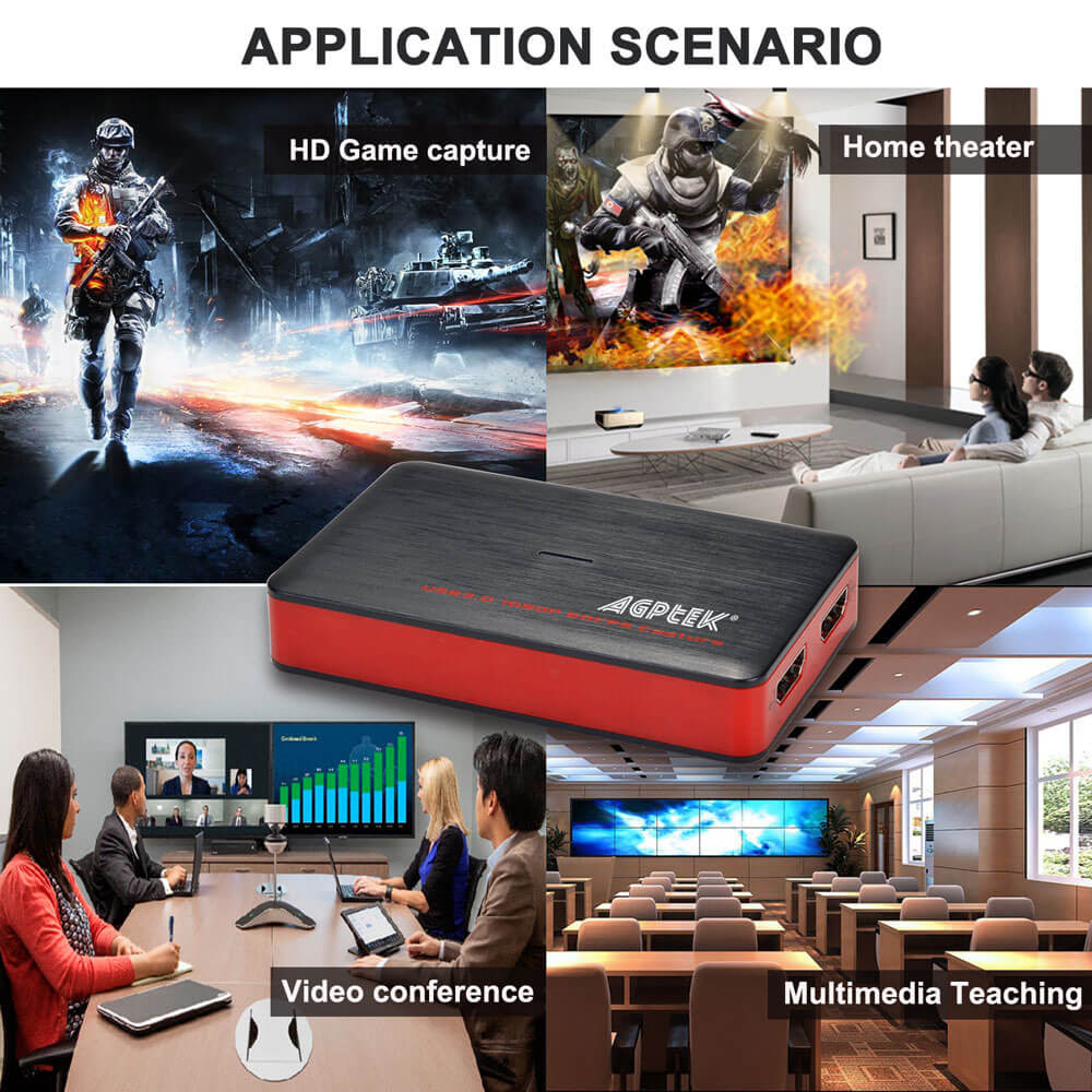 Agptek Usb 3 0 Hdmi Hd Video Capture Card 1080p 60fps Game Recorder Box Device Live Streaming For Windows Linux Os X System Agptek