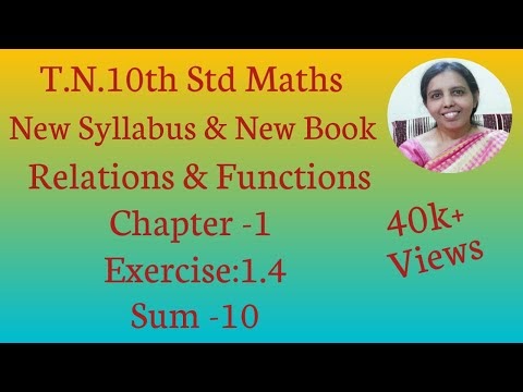 10th std Maths New Syllabus (T.N) 2019 - 2020 Relations & Functions Ex:1.4-10