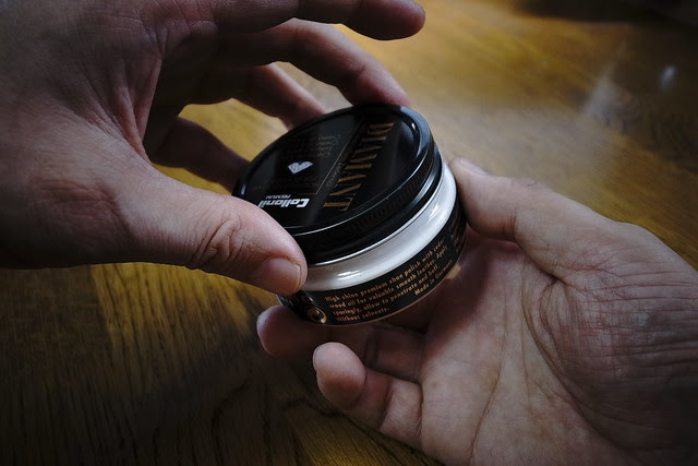polishing shoes