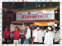 Bademiya, the famous kebab stand behind the Taj Palace hotel, is the most recent stop on our culinary tour of India. Not only was it open; it was delicious.