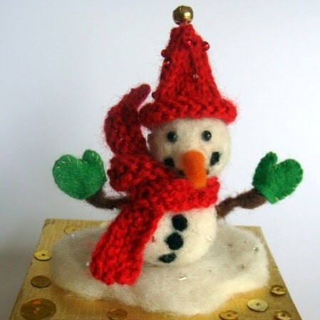Needle Felted Snowman Decoration