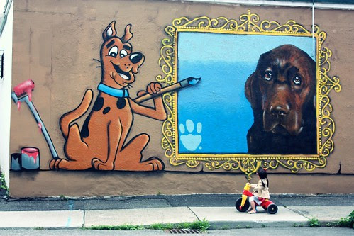 biking to the wall mural