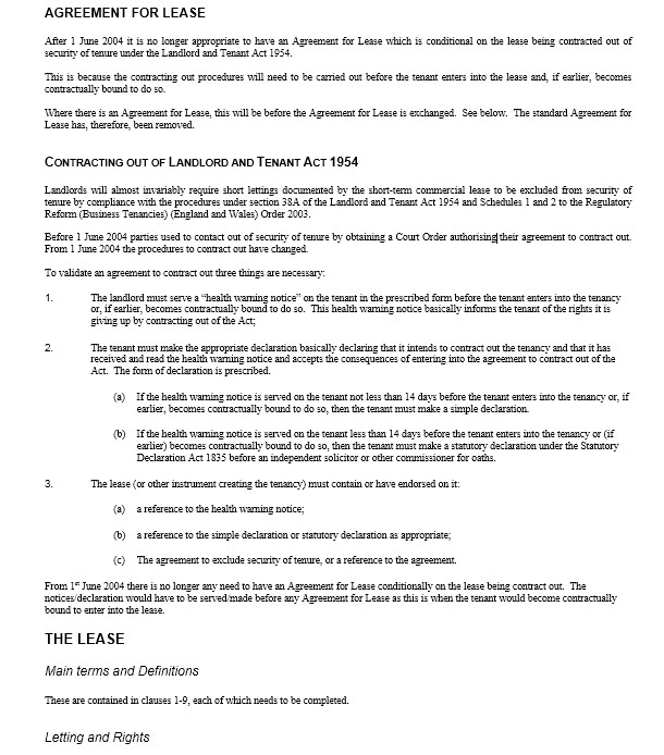 Commercial Sublet Lease Agreement Template