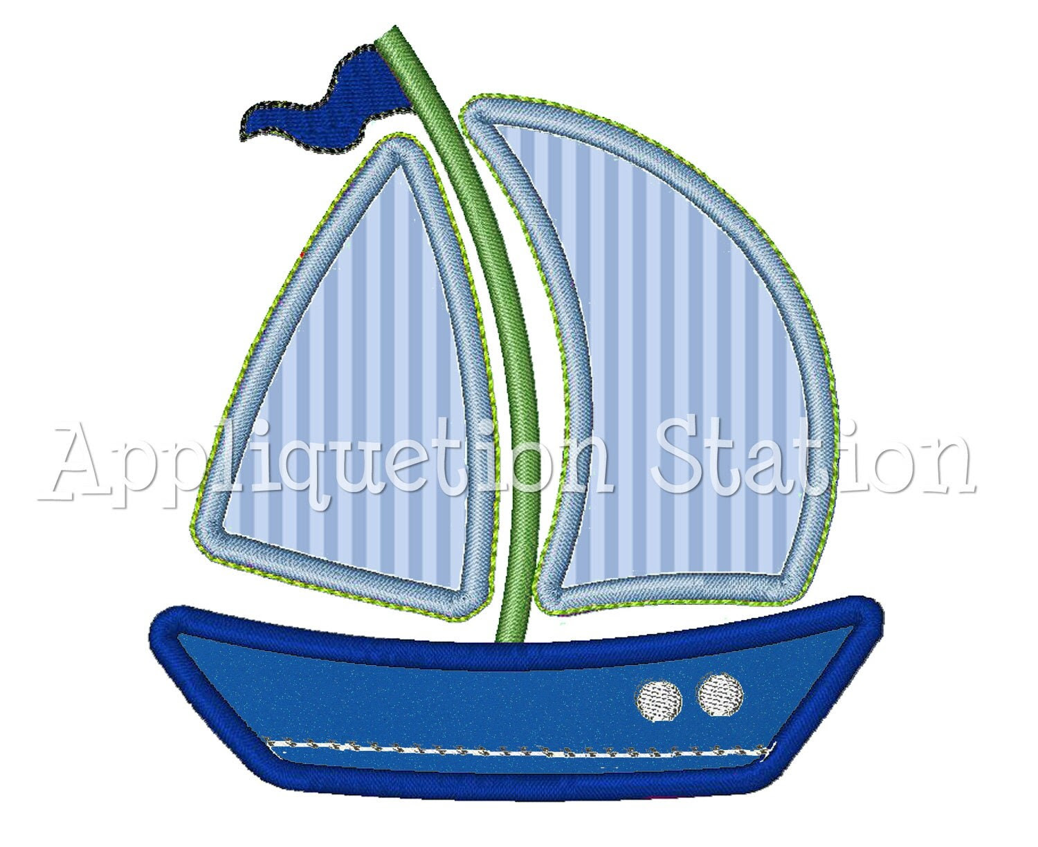 Sailboat w Trim Applique Machine Embroidery by 