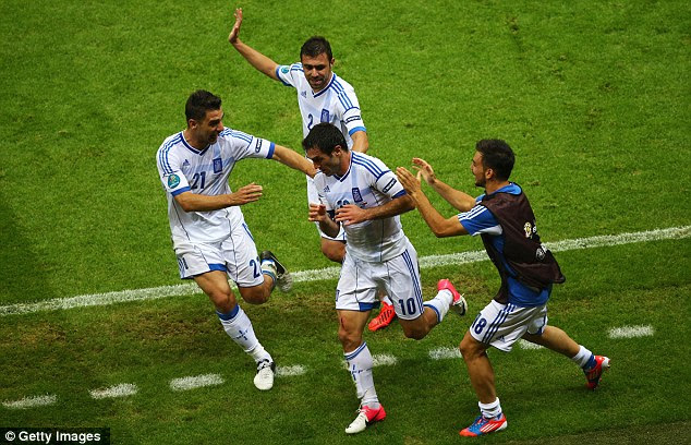 Stunner: Russia had no reply to Karagounis's strike right on the stroke of half-time