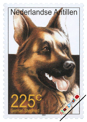 オランダ領アンティル 01年 記念 特殊切手 225 セント Cats And Dogs