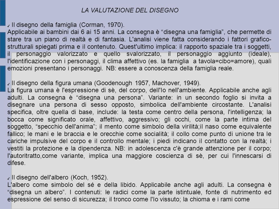 LA VALUTAZIONE DEL DISEGNO