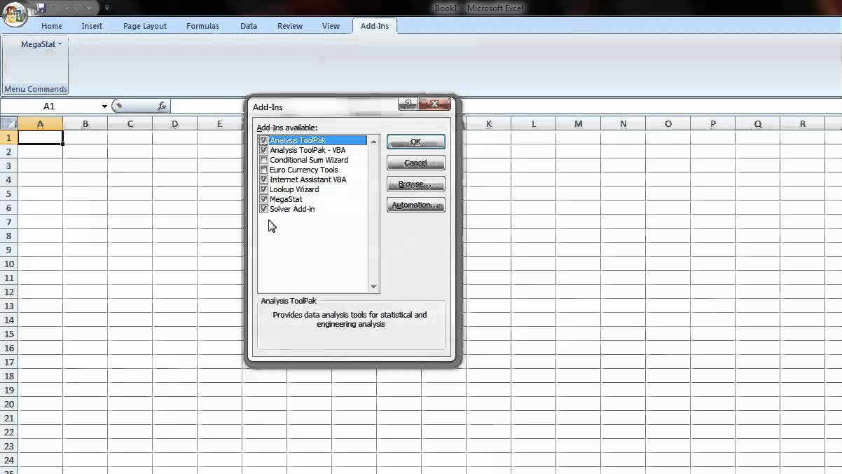 Free Megastat For Excel 2010