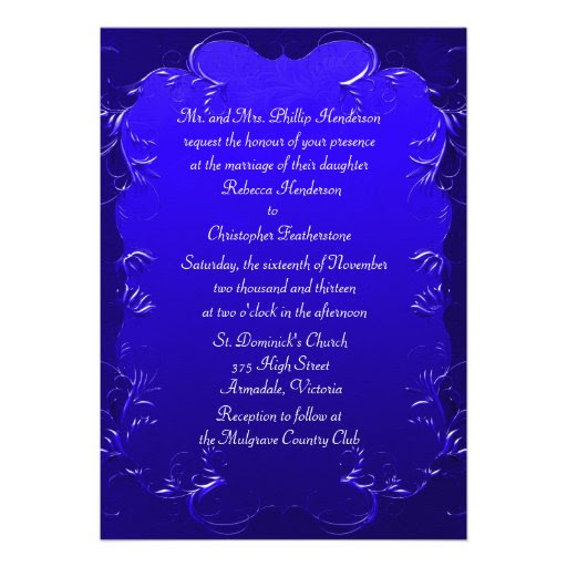 Personalized Royal Blue Wedding Invitations Custominvitations4u Com