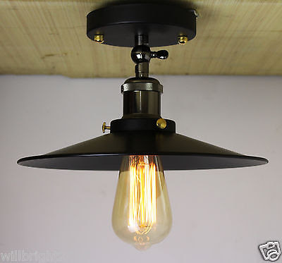Industrial Retro Vintage Flush Mount Light Metal Shade ...