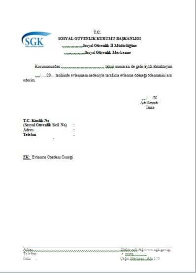 Sgk dilekçe örneği word
