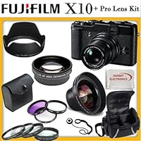 Fujifilm X10 Digital Camera Kit Includes: Fujifilm X-10 Camera, Wide Angle Lens, Telephoto Lens, Filter Kit, Macro Lens Kit, Lens Hood and more...