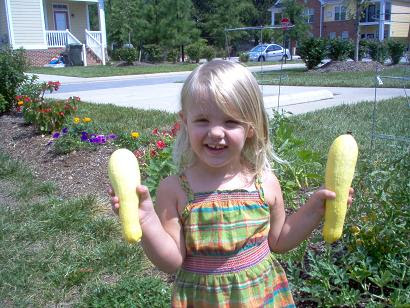 Chloe showing off the fruits of her labor