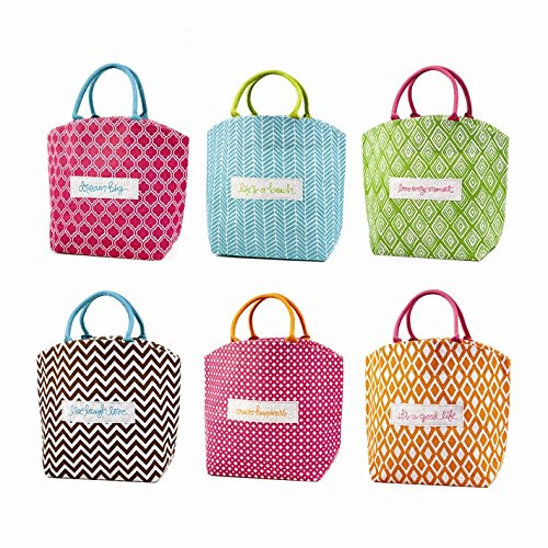 Chit Chat Patterned Jute Tote Bag with Sentiment