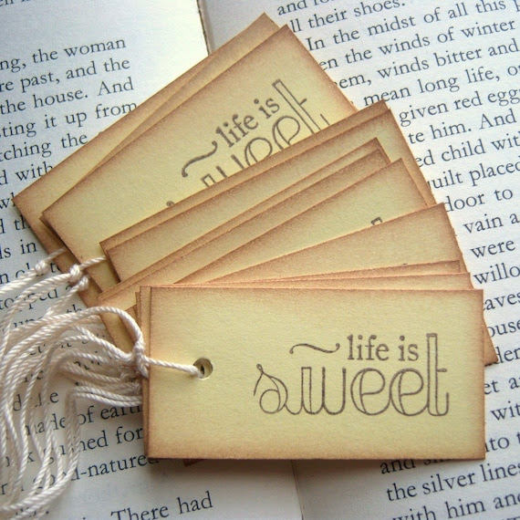 Life is SWEET Yellow and Vintage Inspired Hang Tags
