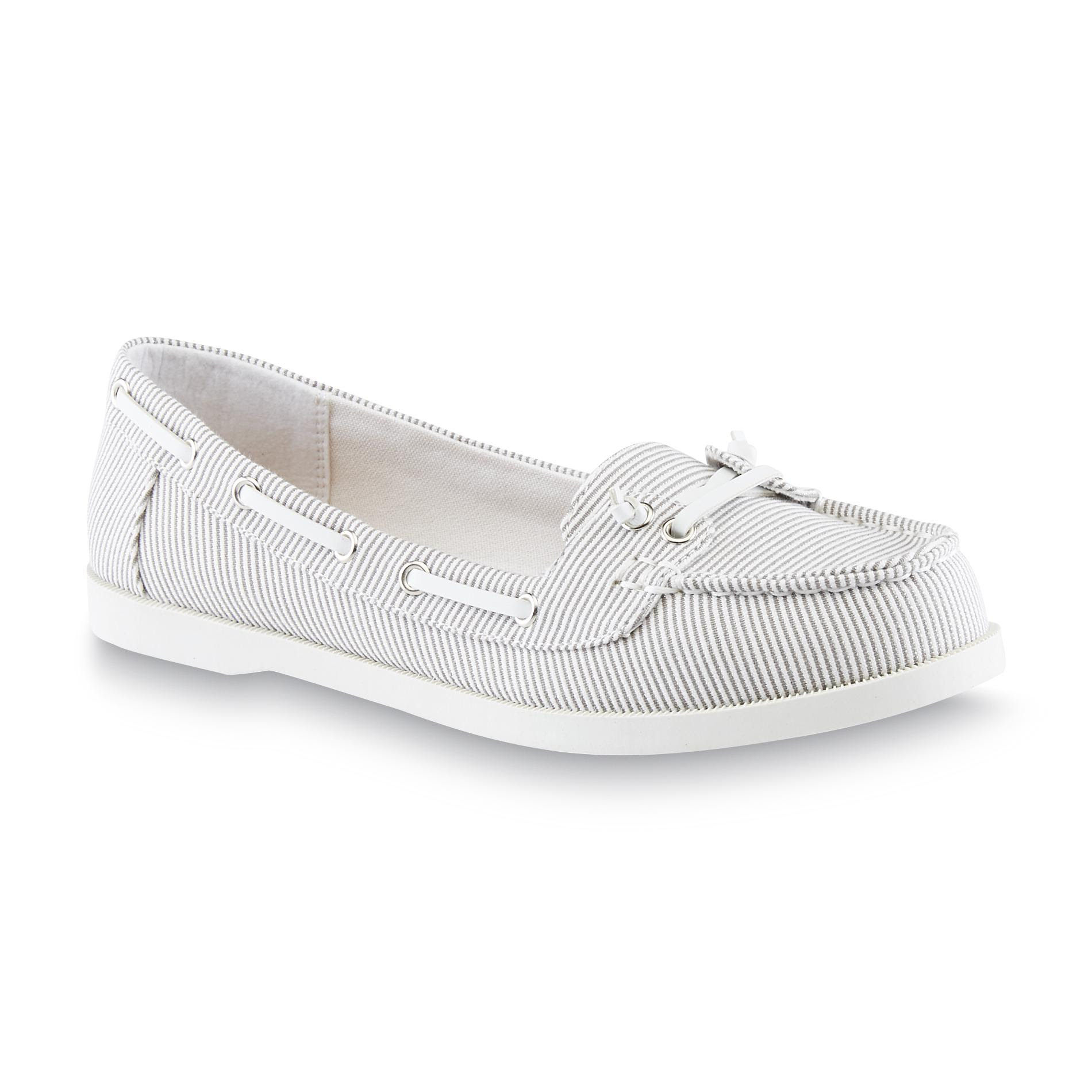 Canyon River Blues Women's Beau Gray/White/Silver Striped Boat Shoe, 5.5