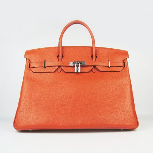 Designer Inspired 40cm Elegant Classic Orange Genuine Leather Birkin Style Handbags Brand NEW