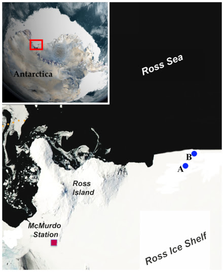 Peta Ross Ice Shelf di permukaan Antartika.