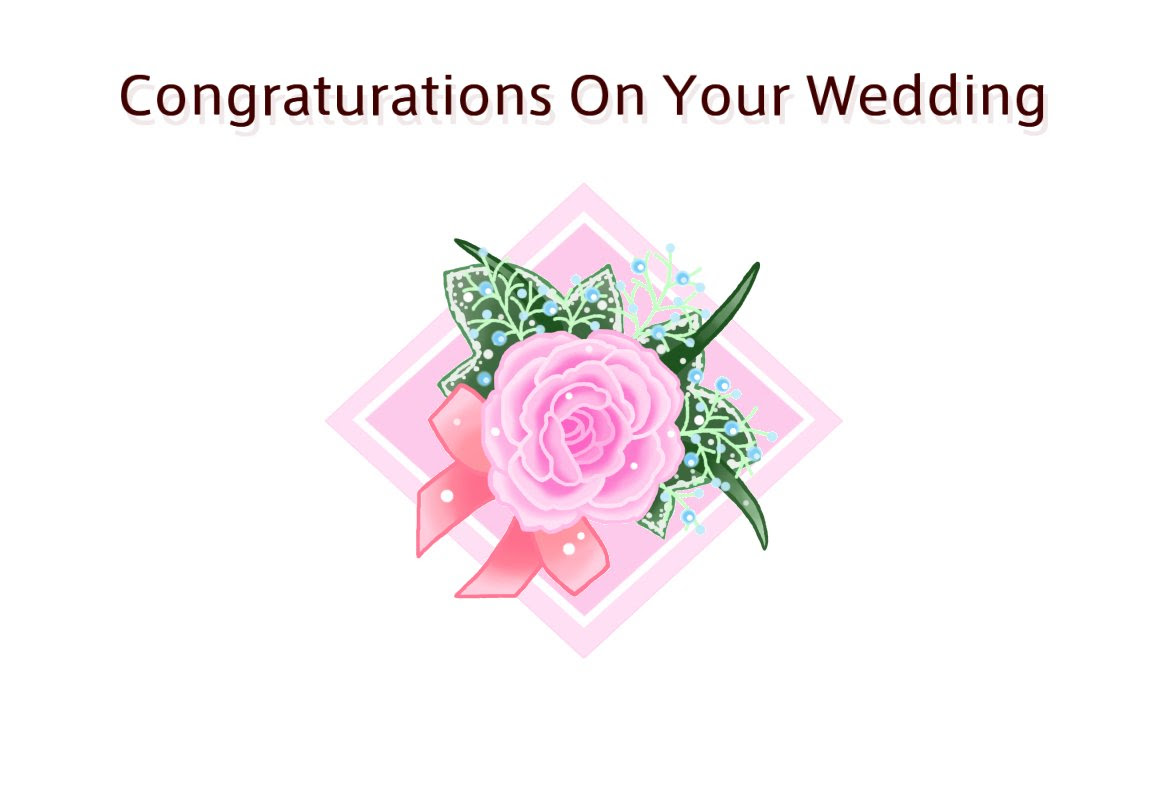 ピンクローズ5 結婚祝い Happy Weddingイラスト3 お礼状 挨拶状 通年